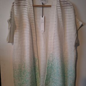Olive & Oak Striped White and Green Cardigan